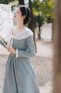 Period Drama Inspired Lace Collar Vintage Dress Final Sale