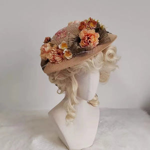 Vintage Style Straw Flower Bonnet Hat