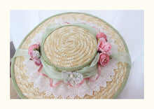 Load image into Gallery viewer, straw hat lolita hat vintage bonnet vintage hat
