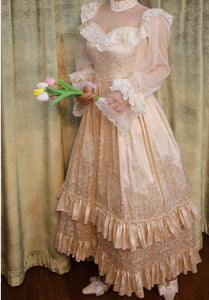 Vintage 70s Princess Fairycore Bridal Dress