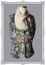 Load image into Gallery viewer, Vintage Floral Lace up Linen Reversible Waistcoat Vest
