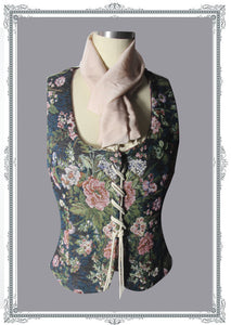 Vintage Floral Lace up Linen Reversible Waistcoat Vest