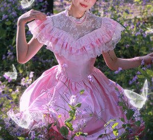 Gunne sax Style Vintage 70s Princess Pink Prom Dress
