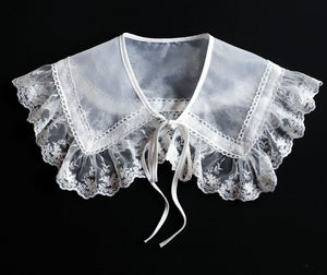 Retro Cottagecore Lace organza embroidered faux collar Accessories