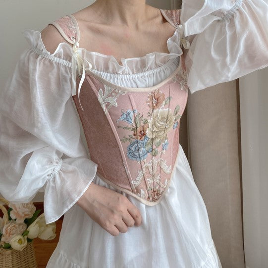 Handmade Royalcore Floral Jacquard Corset Chemise Only - Size S I Retro Fairy