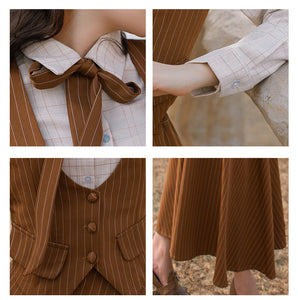 Vintage 50s Academia Blouse Vest Skirt Set