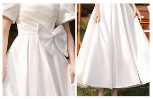 Retro 1950s Puff Sleeves Bridal Dress