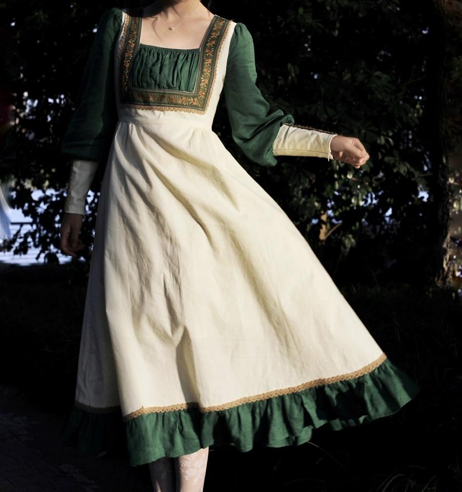 green prairie dress Gunne sax Style Embroidery Prairie Dress – Retro Fairy