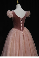 Load image into Gallery viewer, Retro Princess Pink Puff Sleeves Prom Evening Dress
