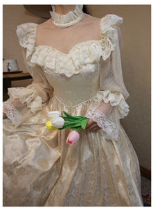 Vintage 70s Princess Fairycore Bridal Dress