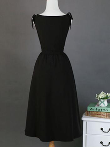 1950s Hepburn Inspired Classic Black Vintage Dress