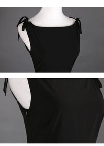 1950s Hepburn Inspired Classic Black Vintage Dress