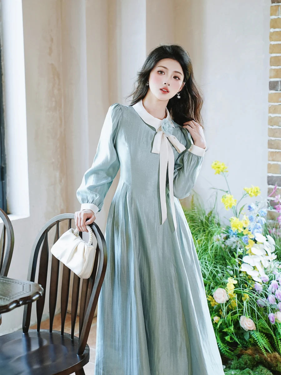 Retro Parisian 50s Blue Dress