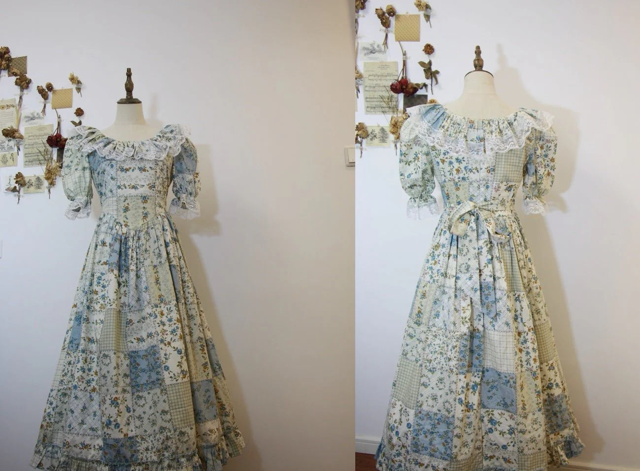 Vintage Pastel Cottagecore Floral Cotton Dress S / Without Apron I Retro Fairy Vintage Pastel Cottagecore Floral Cotton Dress S / Without Apron I Retro Fairy