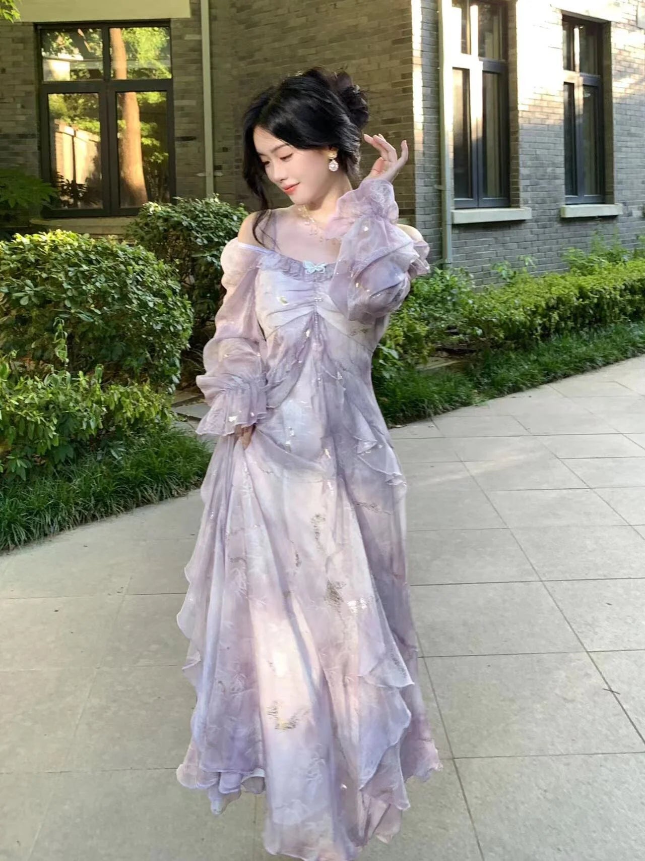 dreamy fairy dress A dreamy lilac-blue fairy gown with butterfly details, side bows, and www.liandli.in