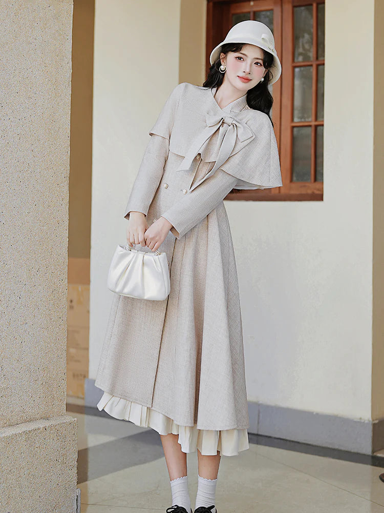 Retro Parisian Cape Jacket Dress
