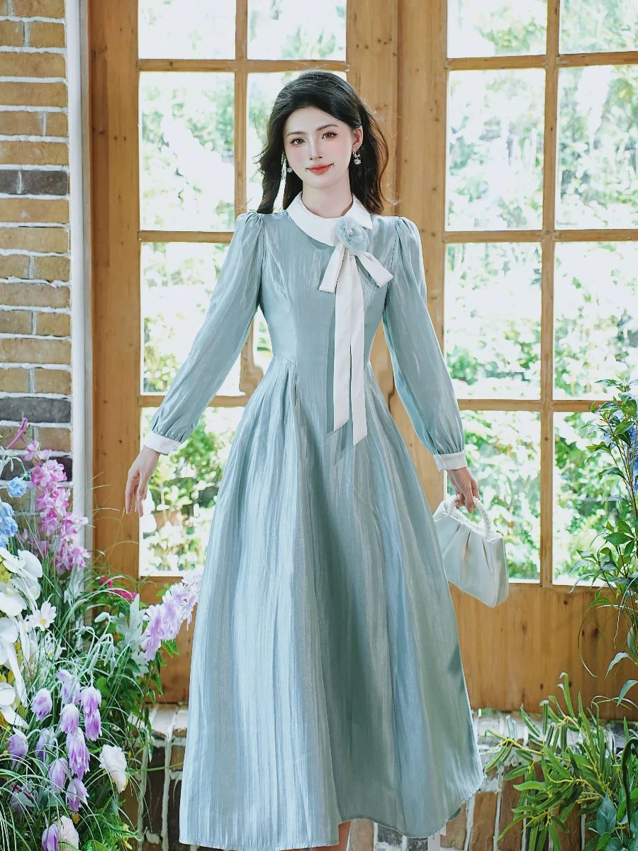 Retro Parisian 50s Blue Dress