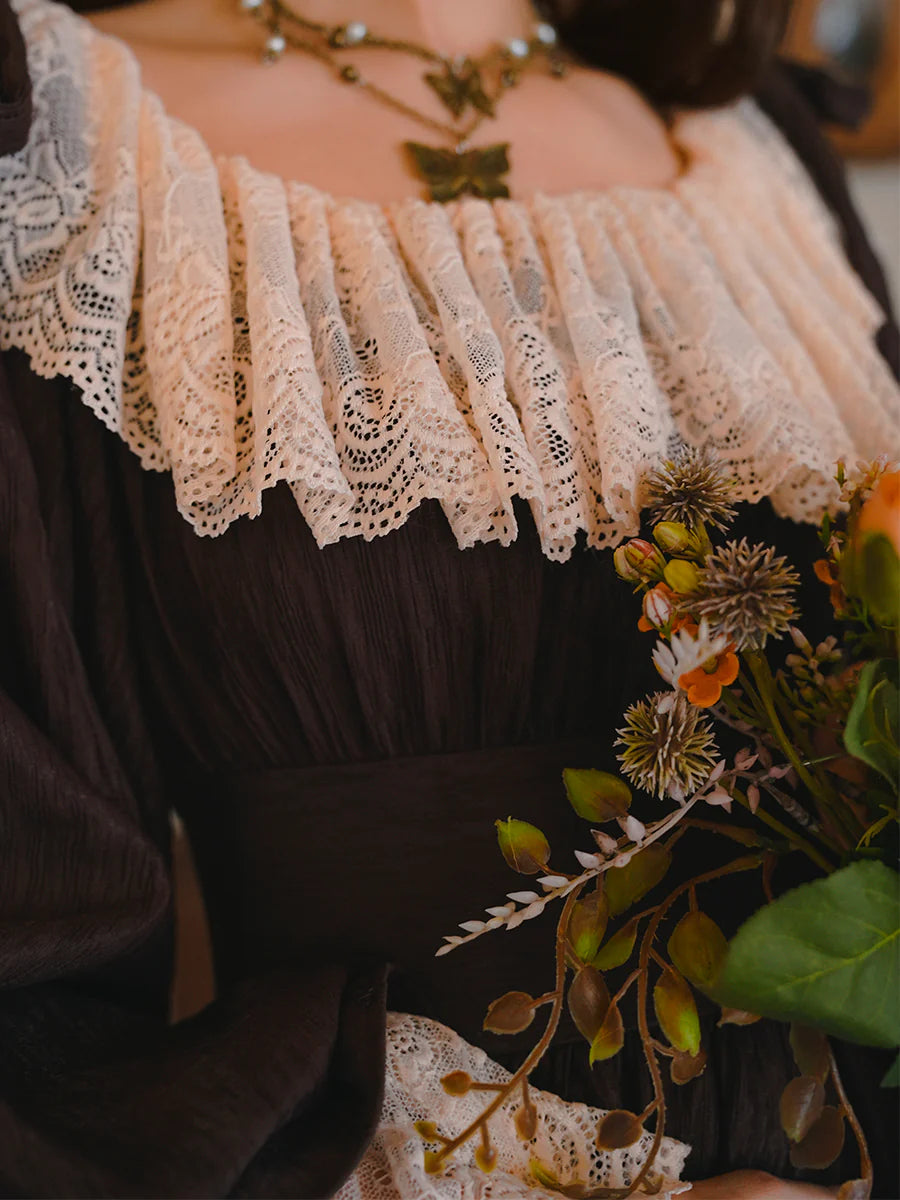 Vintage Victorian Style Lace Collar Dress