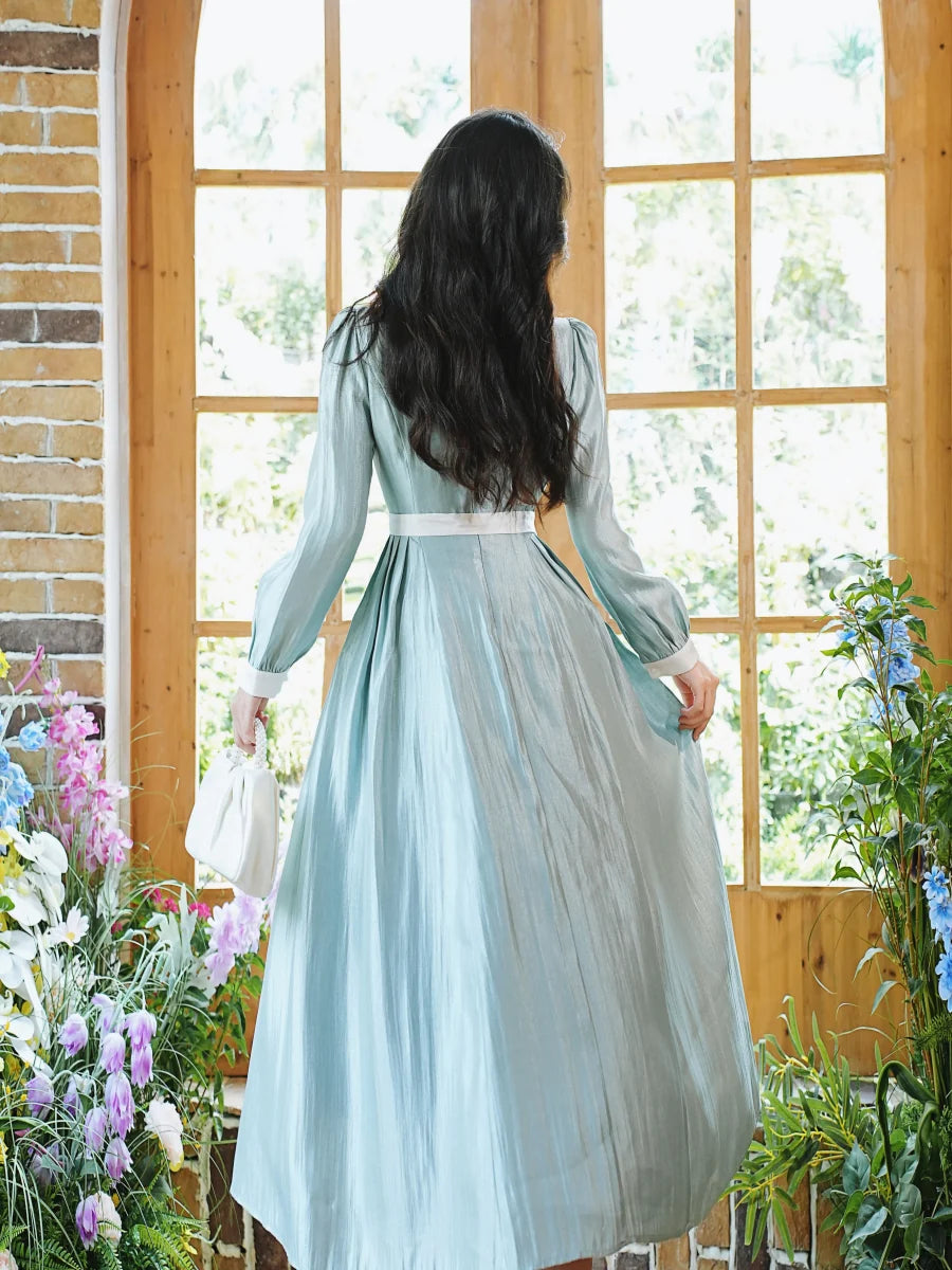Retro Parisian 50s Blue Dress
