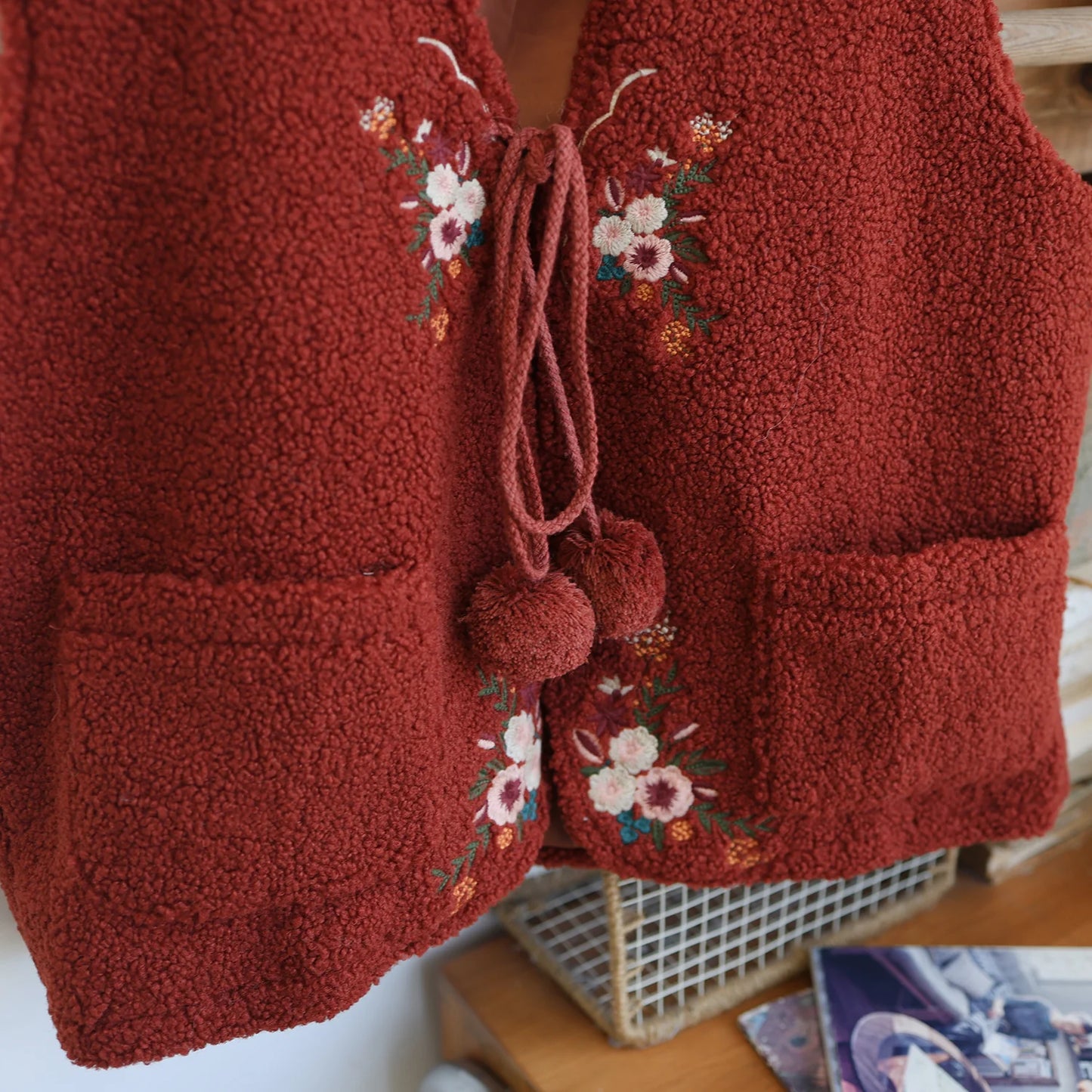 Cottagecore Sleeveless Teddy Vest