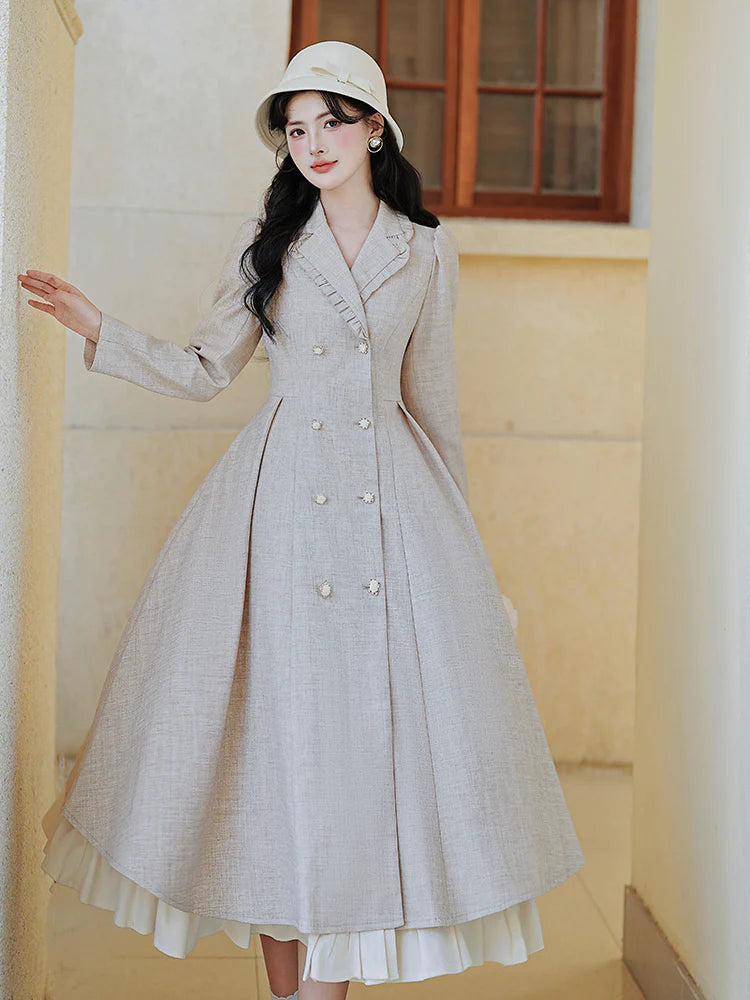 white coat dress Retro Parisian Cape Jacket Dress M / Dress ONLY I Retro Fairy