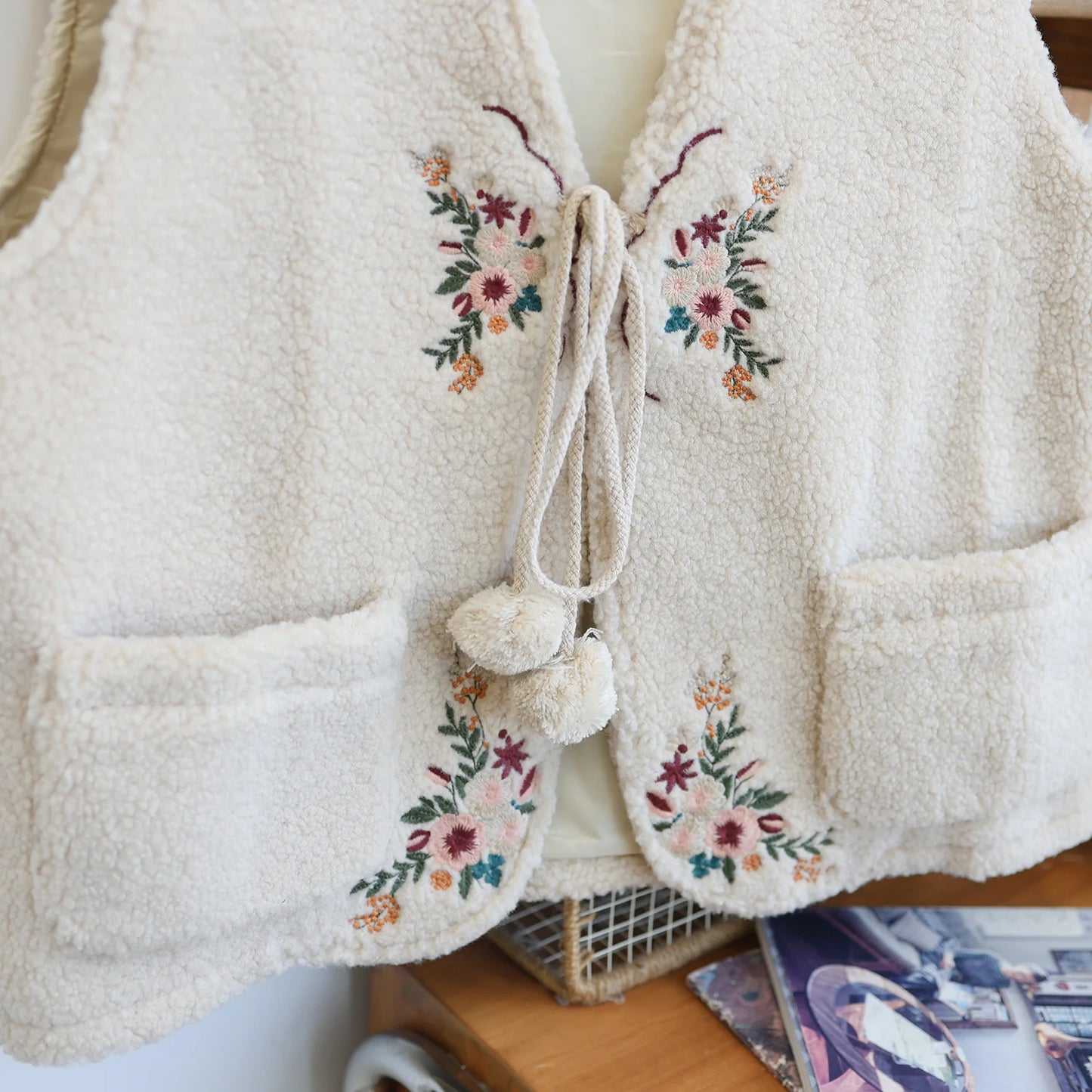 Cottagecore Sleeveless Teddy Vest