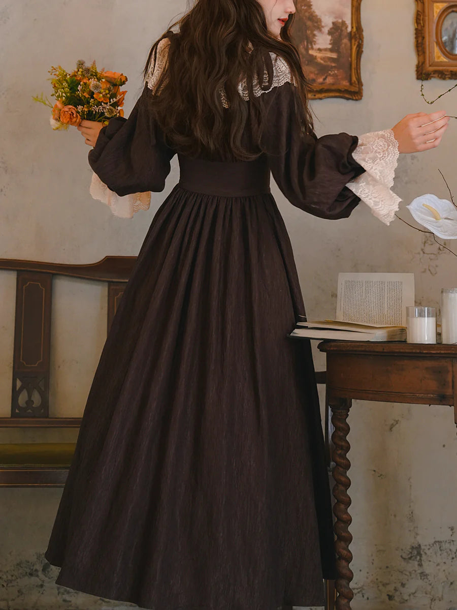 Vintage Victorian Style Lace Collar Dress