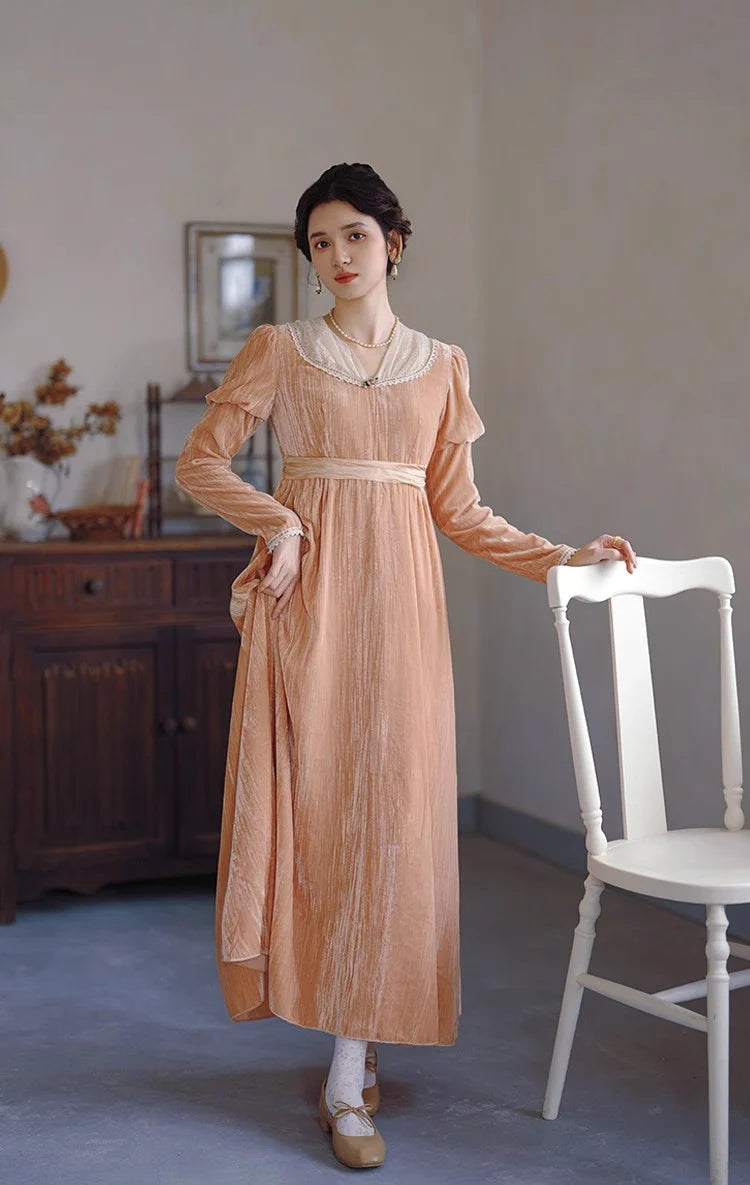 Regency Style Puff Sleeves Dress Pink / L I Retro Fairy Regency Style Puff Sleeves Dress Pink / L I Retro Fairy