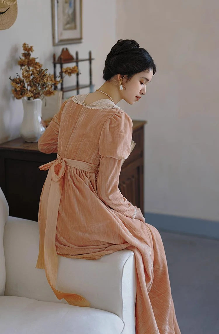 Regency Style Puff Sleeves Dress Pink / L I Retro Fairy Regency Style Puff Sleeves Dress Pink / L I Retro Fairy