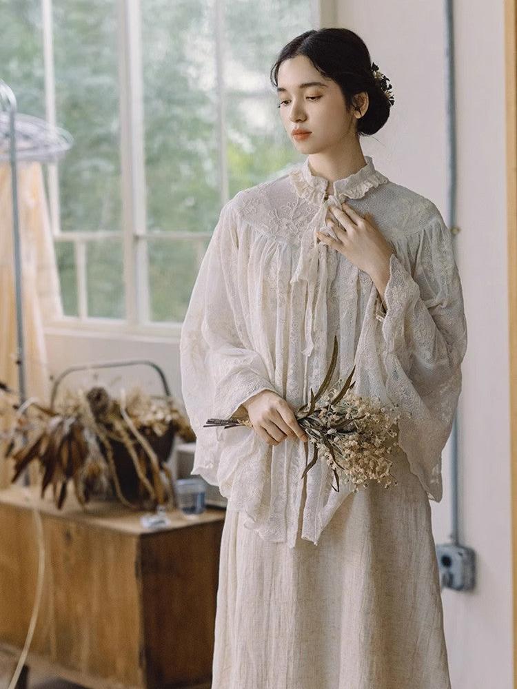 Cottagecore Embroidered Lace Cape Top