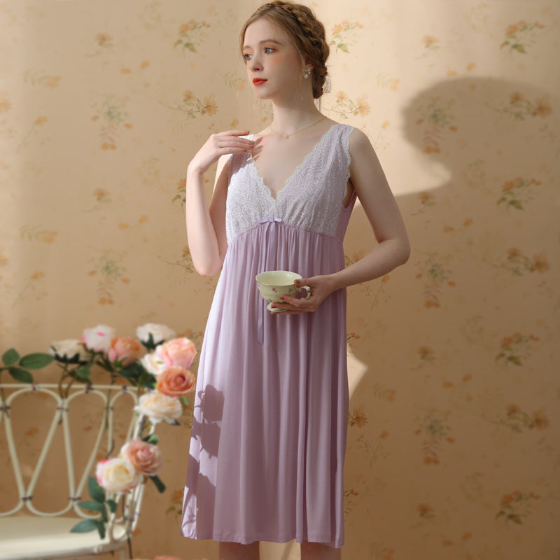V Neck Sleeveless Night Dress