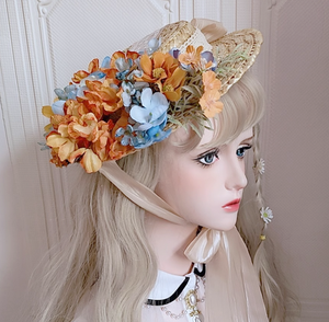 straw hat lolita hat vintage bonnet vintage hat