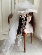 Load image into Gallery viewer, Handmade Vintage Edwardian Style Bridal Bonnet Hat
