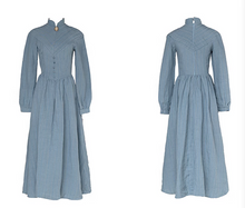 Load image into Gallery viewer, 1900S Edwardian Stand Collar Blue Dress
