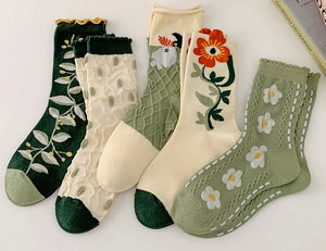 Retro Cottagecore Floral Socks
