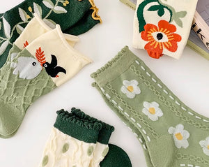 Retro Cottagecore Floral Socks