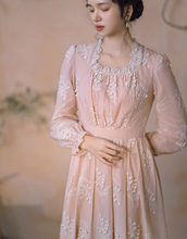 Load image into Gallery viewer, Period Drama Style High Waist Embroidery Vintage Dress
