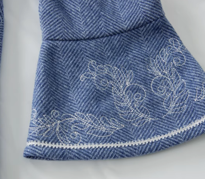 Vintage Embroidery Cottagecore Blue Coat