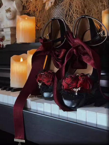 Vintage Rose Decor Mary Jane Shoes