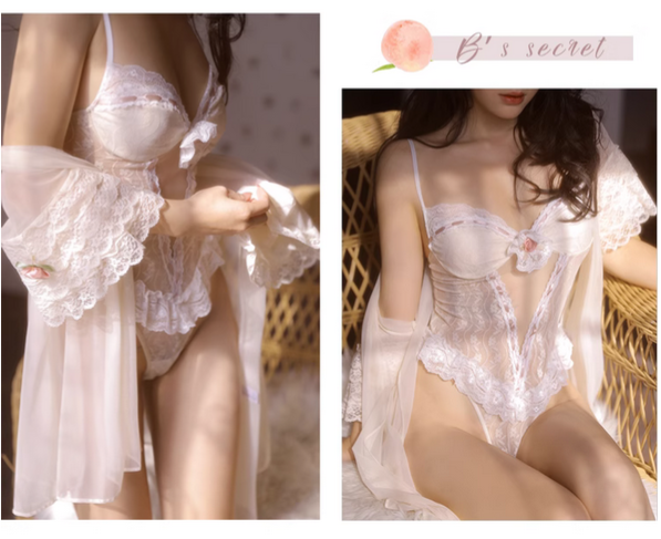 Vintage 30s Lace Trim Bodysuit Lingerie