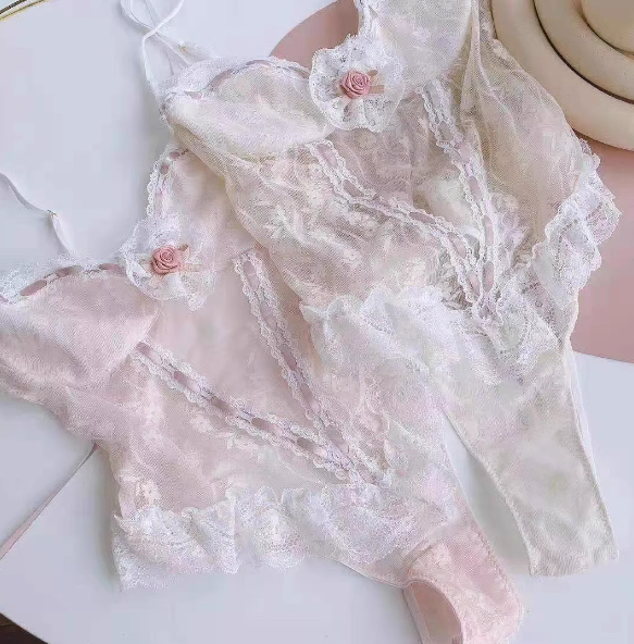 Vintage 30s Lace Trim Bodysuit Lingerie