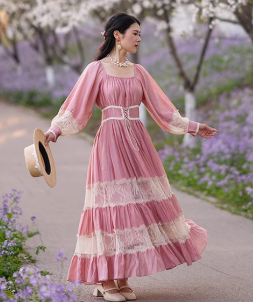 Gunne Sax Remake Dreamy Prairie Sakura Dress 129 cm/ 50 inches / M I Retro Fairy Gunne Sax Remake Dreamy Prairie Sakura Dress 129 cm/ 50 inches / M I Retro Fairy