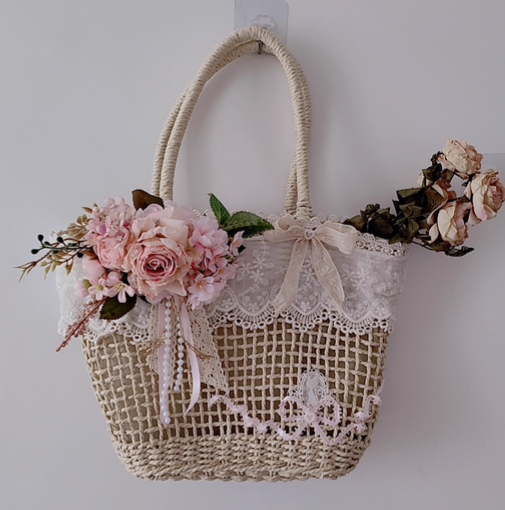 Cottagecore Flower Straw Bag