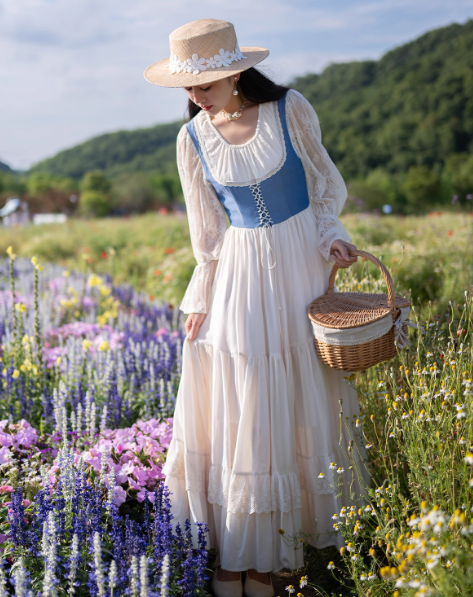 Gunne Sax Style Lace Stitched Prairie Dress M I Retro Fairy Gunne Sax Style Lace Stitched Prairie Dress M I Retro Fairy