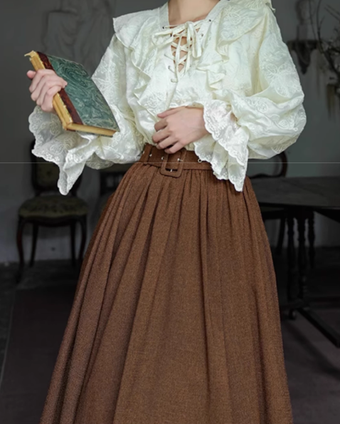 vintage outfit light academia dress lolita blouse edwardian blouse