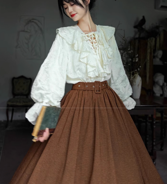 vintage outfit light academia dress lolita blouse edwardian blouse