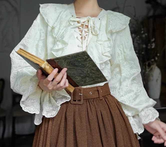 vintage outfit light academia dress lolita blouse edwardian blouse