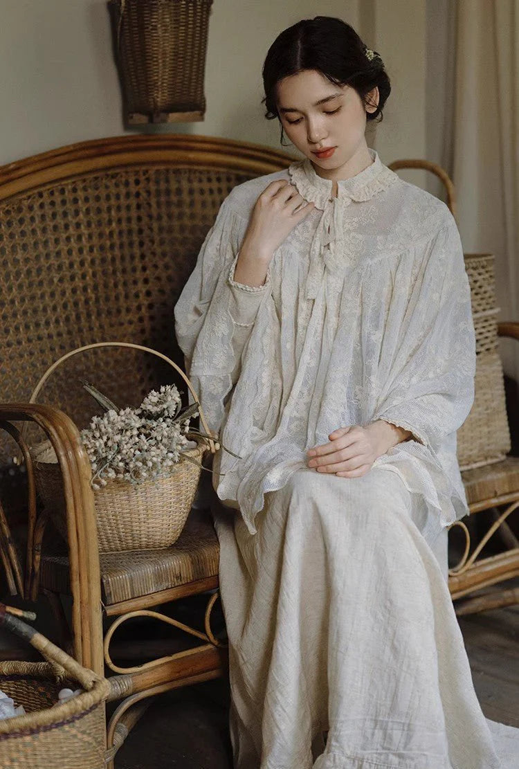 Cottagecore Embroidered Lace Cape Top