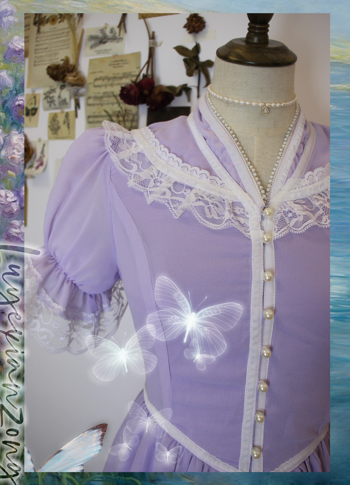 Vintage 70s Gunne sax Style V Neck Puff Sleeves Dress