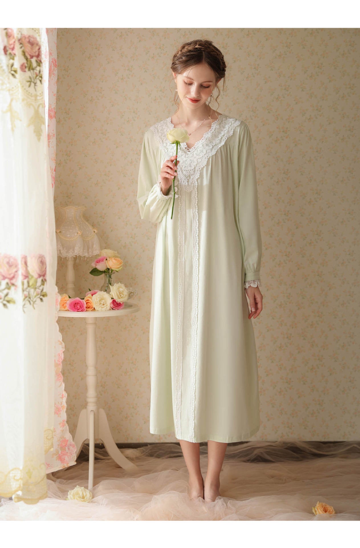 Vintage Style V Neck Night Gown Dress – Retro Fairy